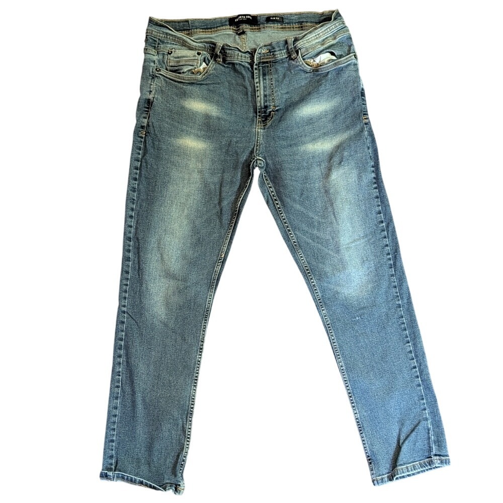 Kenneth‎ Cole New York Mens Blue Slim Fit Denim Jeans Size 36x30